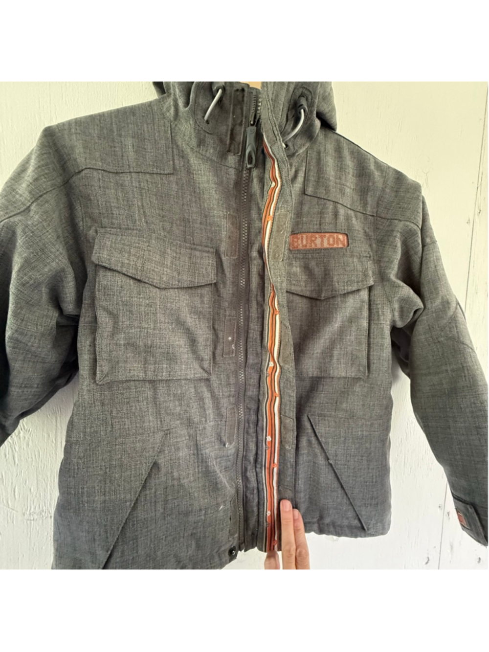 Burton Kids Gray Textured Insulated Snowboard Jacket Youth Small - Picture 7 of 10